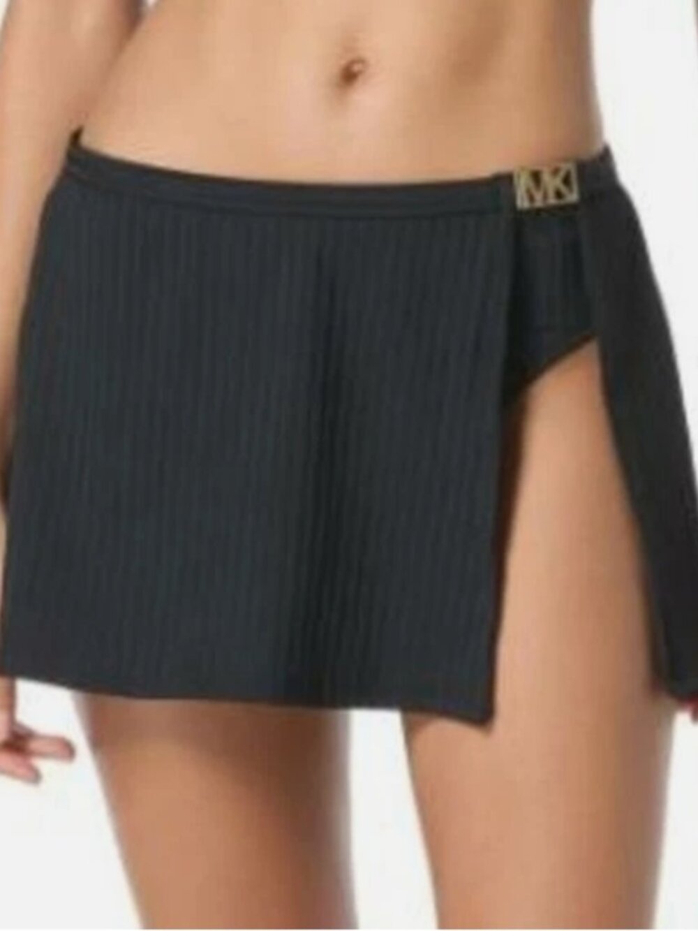 NWT! Michael Kors Black Ribbed Swimsuit Skirted Swimsuit Bottom NEW!